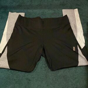 Large VS pink leggings, color blocked, black, grey,& white